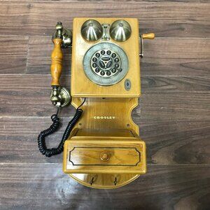 Crosley Wooden Wall Mounted Landline Phone Modern Antique Look CR-92 Touch Tone